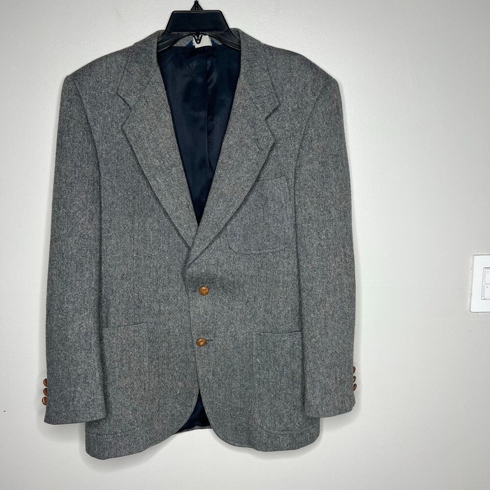 Vintage Kuppenheimer Men's‎ 100% Wool Sport Coat Blazer Elbow Patches Gray